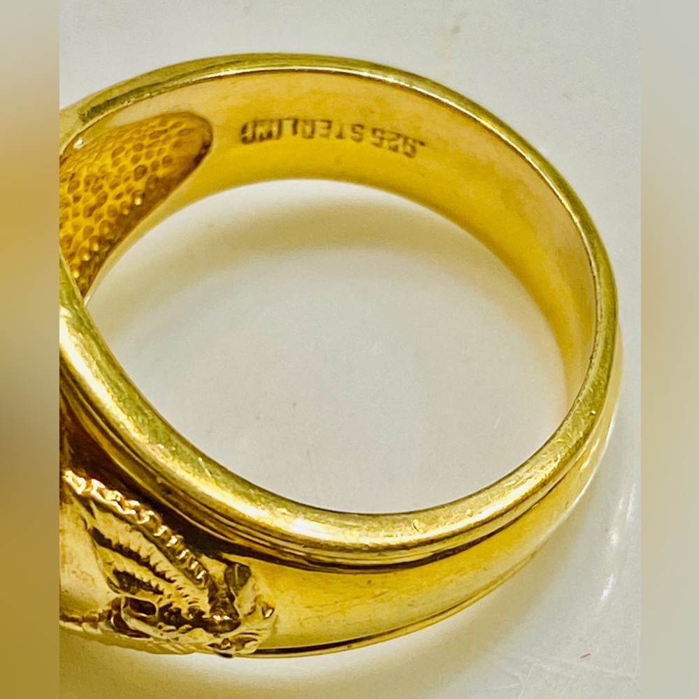 Men's Solid Gold over Silver lab created sapphire… - image 8